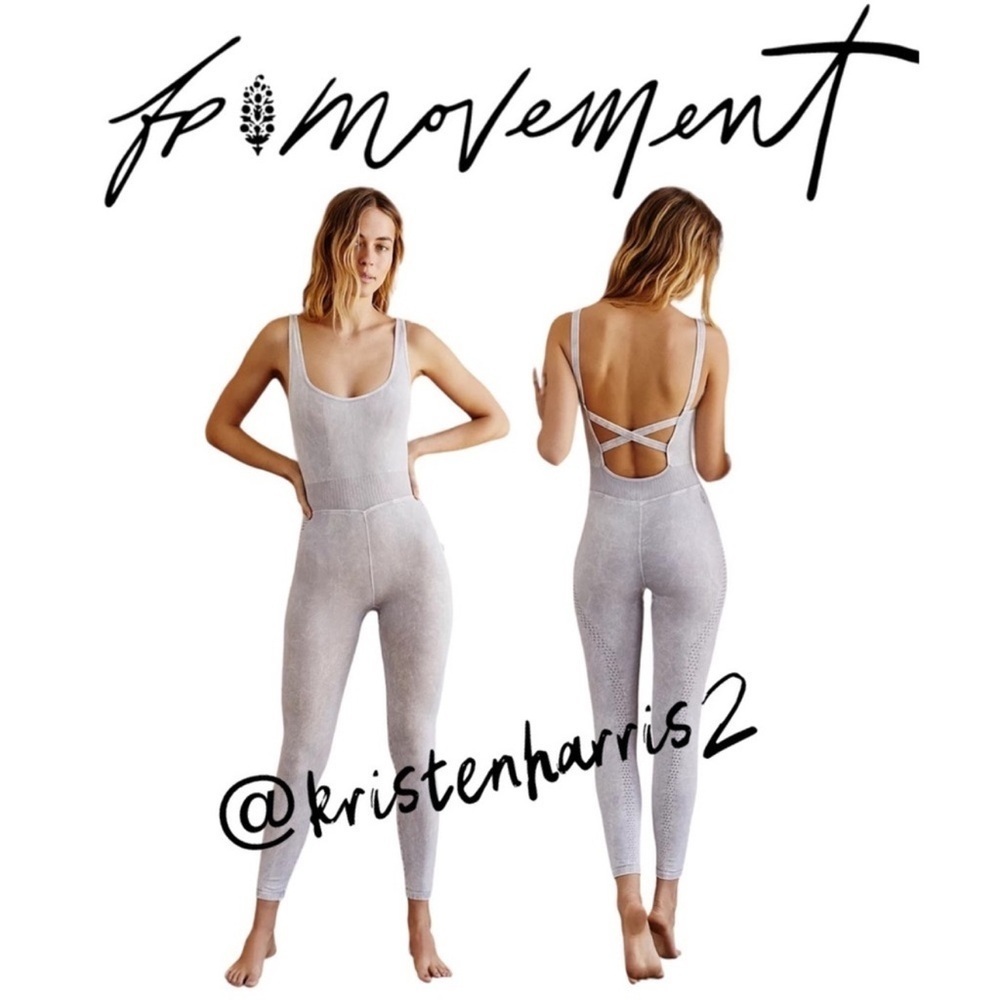 Free People FP Movement Good Karma Onesie Size XS/S NWT Ice Grey - Picture 7 of 10